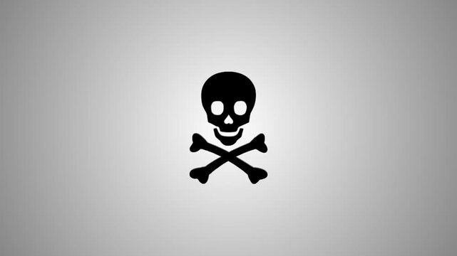 Skull and crossbones symbol animated motion graphic with shadow effect