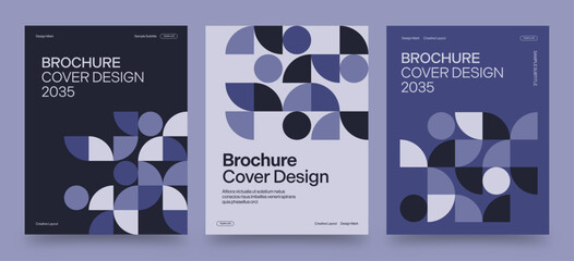 Brochure Cover Template ft. Purple Geometric Pattern for Company Profile, Annual Report & White Paper