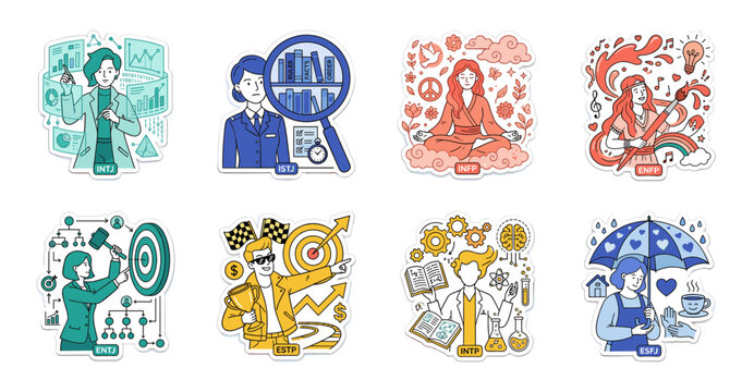Personality Type Personality Traits Sticker Collection Set