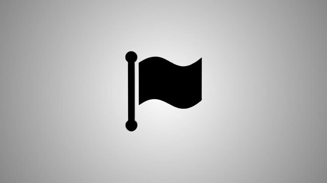 Minimalist black flag icon animation with motion graphics style over gray background