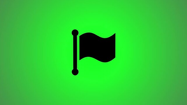 Animated flag icon on a vibrant green screen background, featuring a subtle metallic shimmer effect that adds a touch of modern appeal