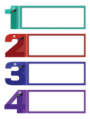 Obraz premium numbered steps infographic layout/ colorful frames infographic/ step by step infographic design/ framed infographic steps/ modern infographic layout/ colorful step infographic