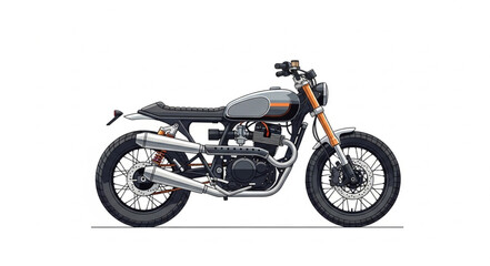 Fototapeta premium Classic Motorcycle Cafe Racer Style Isolated on White Background.