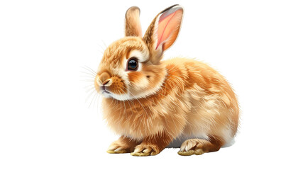 Obraz premium A fluffy, detailed digitally rendered rabbit with golden brown fur and a dark background
