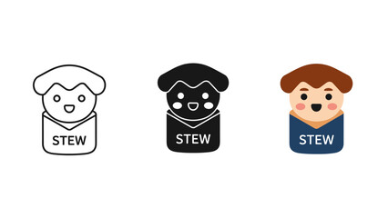 Three cartoon dogs with the word stew on their shirts Vector