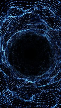 Dynamic particle tunnel video footage, 4K.