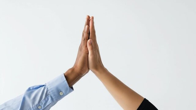 Hands touching high five concept unity teamwork