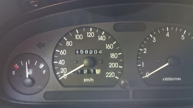 analog devices for cars. dashboard. speedometer and tachometer. old car. instrument arrows. vintage car. old instrument scales.