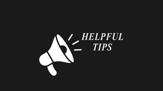 Helpful Tips Megaphone White on Black Background Announcement Advice megaphone announcement information