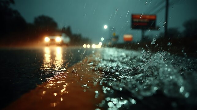Heavy rain sliding on smooth black surface images illustration
