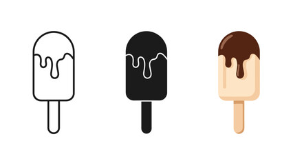 Three different colored ice cream popsicles on a white background Vector