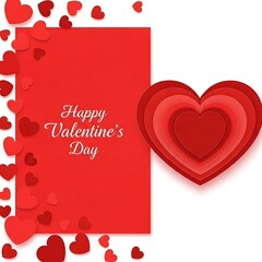 A festive valentine's day card with a heart and scattered red decorations