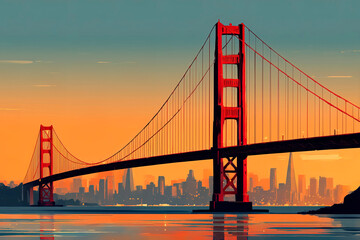 Obraz premium illustration of San Francisco's Golden Gate Bridge