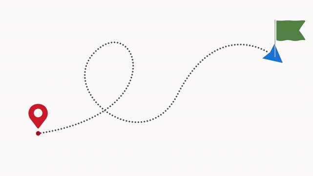 Animated Journey Path to Goal with Location Pins Animation