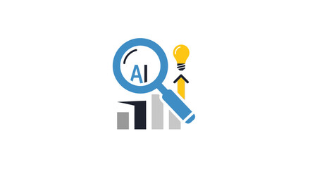 Fototapeta premium AI Concept with Magnifying Glass and Lightbulb.