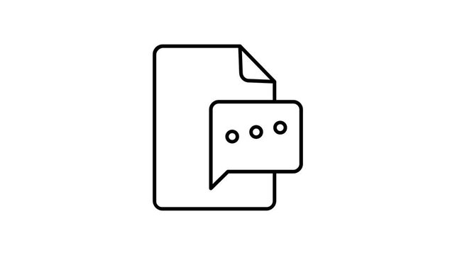 Animated document comment icon bouncing on white background