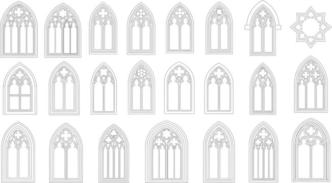Collection of gothic architectural window designs