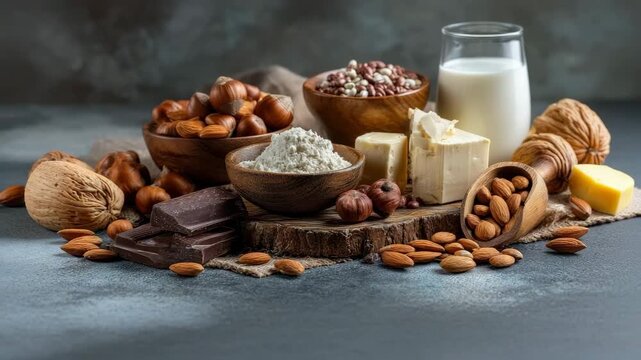 Healthy foods high in arginine: nuts, seeds, dairy, and dark chocolate