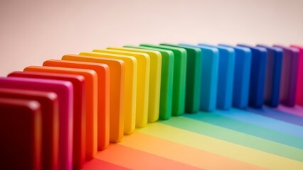 Rainbow Colored Books Standing in a Row.