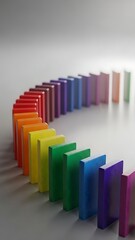 Rainbow Colored Dominoes in a Curve.