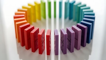 Rainbow Colored Dominoes in a Circle.