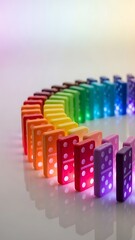 Rainbow Colored Dominoes in a Curve.