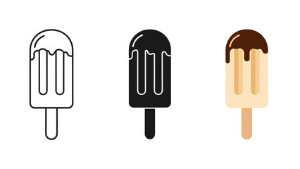 A set of three ice cream popsicles Vector