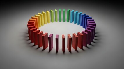 Rainbow Colored Dominoes in Circular Formation.