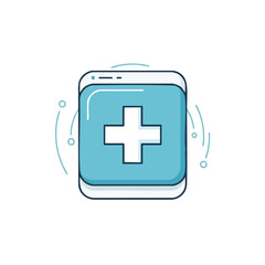Obraz premium Medical Cross Icon on Smartphone Screen Representing Digital Healthcare.
