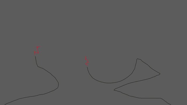Two thin wires bend and break, emitting electrical lightning or energy.