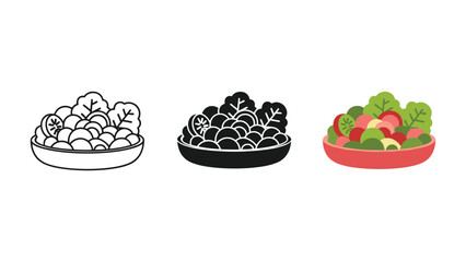 Three plates of food with different colors and designs Vector