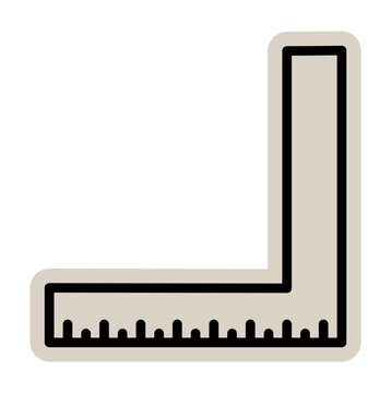 L-square ruler scrapbook, doodle, sticker, collage, icon: hand drawn illustration of measuring tool for architect, carpentry