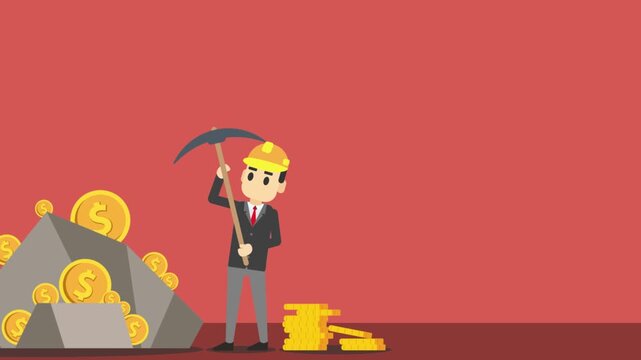 Businessman Gold Coin Money Mining
