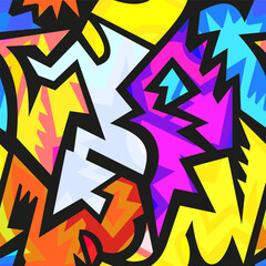 Vibrant Urban Graffiti Geometry Seamless pattern