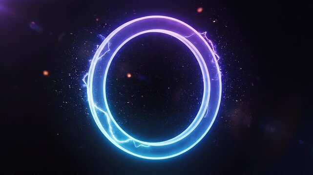 Futuristic Neon Energy Ring with Electric Glow on Dark Background