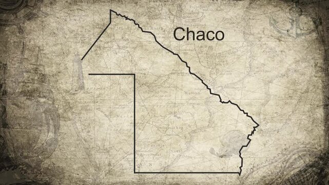 Chaco map drawn on a cartography background sheet of paper