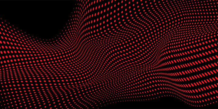 Dotted abstract red and black halftone streak background image. trendy