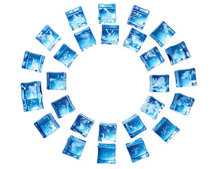 Graphic ring of ice cubes on black background