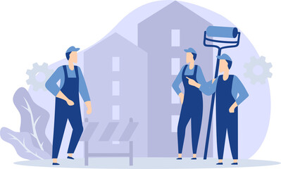 Men Work as a Team Illustration