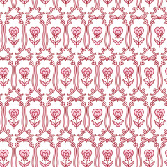 Valentine's Day wallpaper pattern. Pattern with flowers and bows in pink.