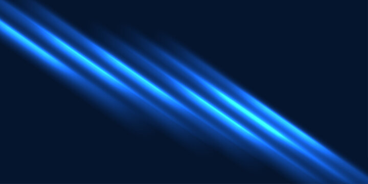 Abstract Dark blue technology background with glowing neon light lines and intersecting digital grid effects.