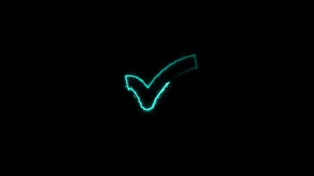 Neon Glowing Check Mark Animation on Black Background Check Neon check mark check neon animation