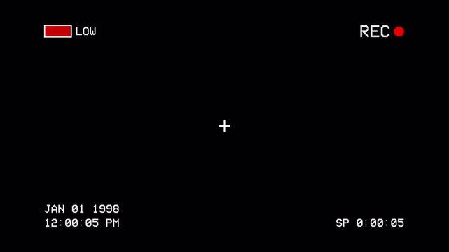 Retro 90s VHS Camcorder Recording Viewfinder Overlay With Pixel OSD Font And Date Stamp 4K UHD