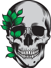 Floral Skull Illustration with Roses and Sugar Skull Design for Day of the Dead Vector Artwork