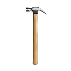 Claw Hammer with Wooden Handle Isolated on White Background.