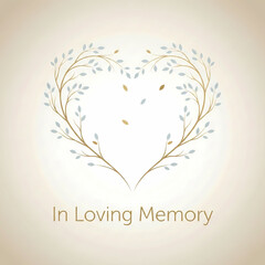 In Loving Memory Heart Wreath with Leaves Illustration


