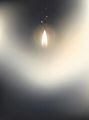 Glowing Candle Flame with Sparks in Darkness
