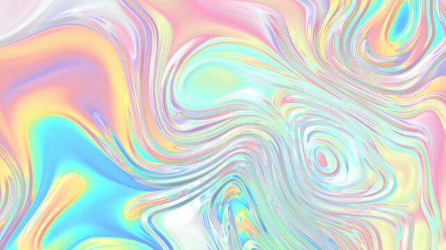 Abstract liquid glass holographic gradient background. Seamless loop. Iridescent colors. Digital animation.