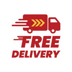Bold Free Delivery Text With Truck Icon