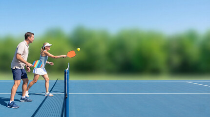Pickleball Paddles and Balls on Net Outdoor Court